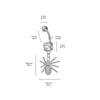 Piercing Ombelico Ragno di zirconi