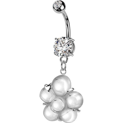 Belly Button Piercing flower dangle zirconia prong setting