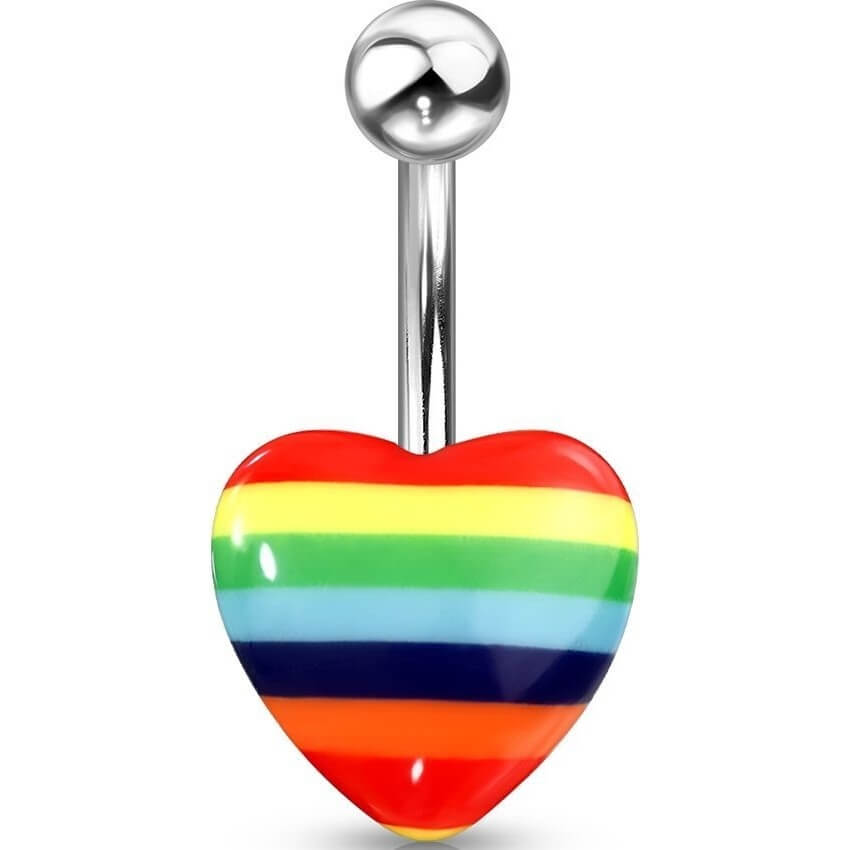 Piercing ombligo Corazón Arco Iris Plata