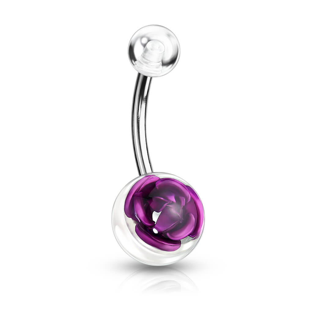 Bauchnabelpiercing Acryl Kugel Rose Silber