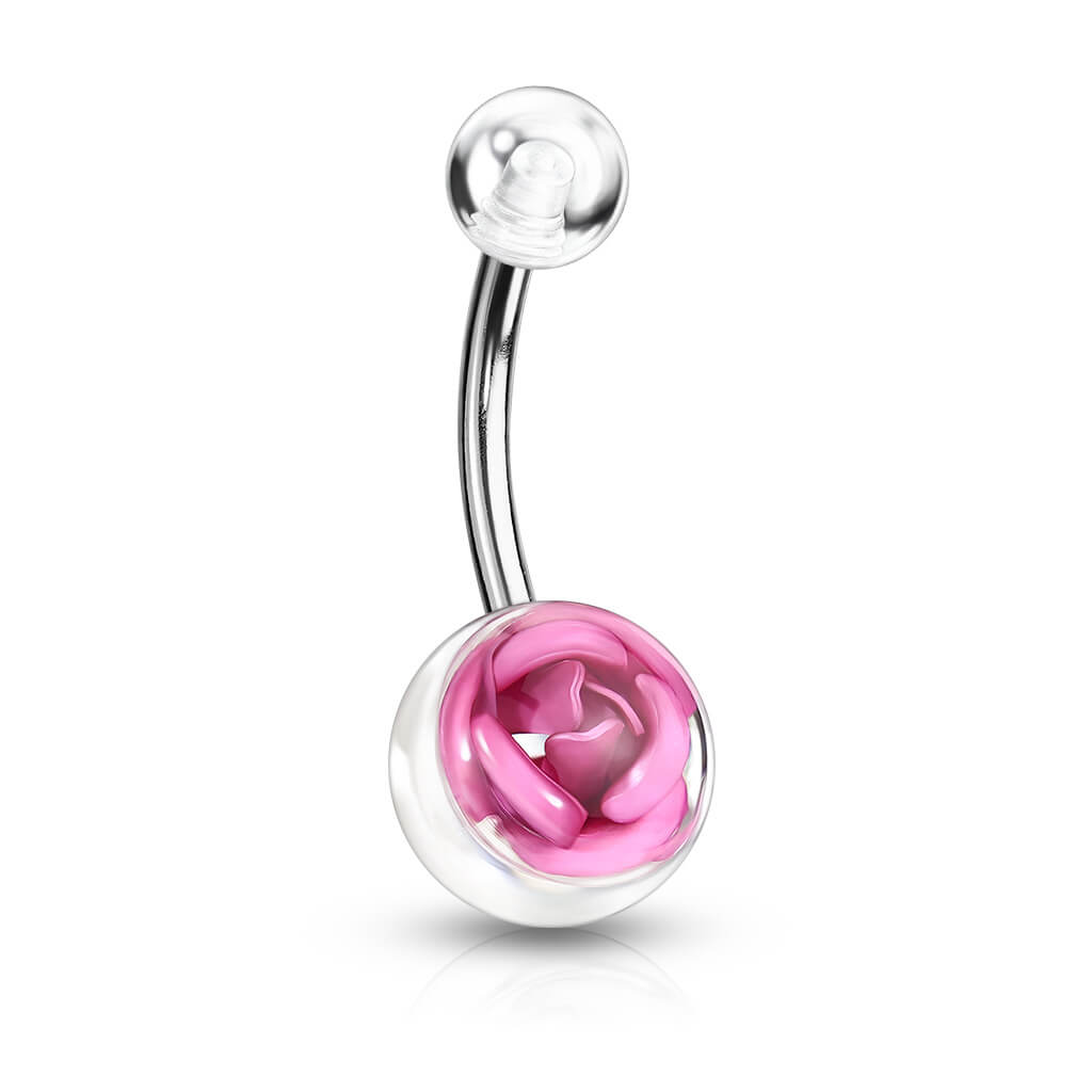 Bauchnabelpiercing Acryl Kugel Rose Silber