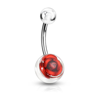 Piercing Nombril Bille Acrylique Rose Argent