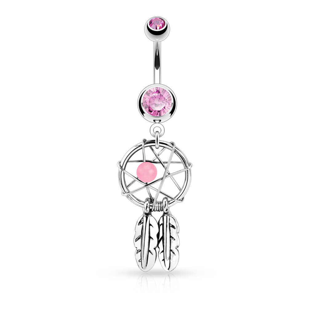 Belly Button Piercing Dream Catcher Silver