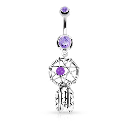 Belly Button Piercing Dream Catcher Silver