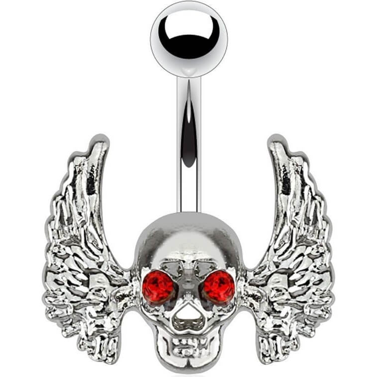 Belly Button Piercing Skull Zirconia Silver