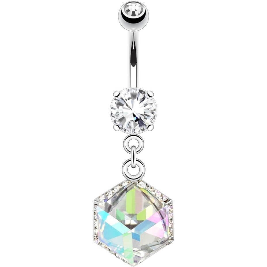 Belly Button Piercing Cube dangle Zirconia