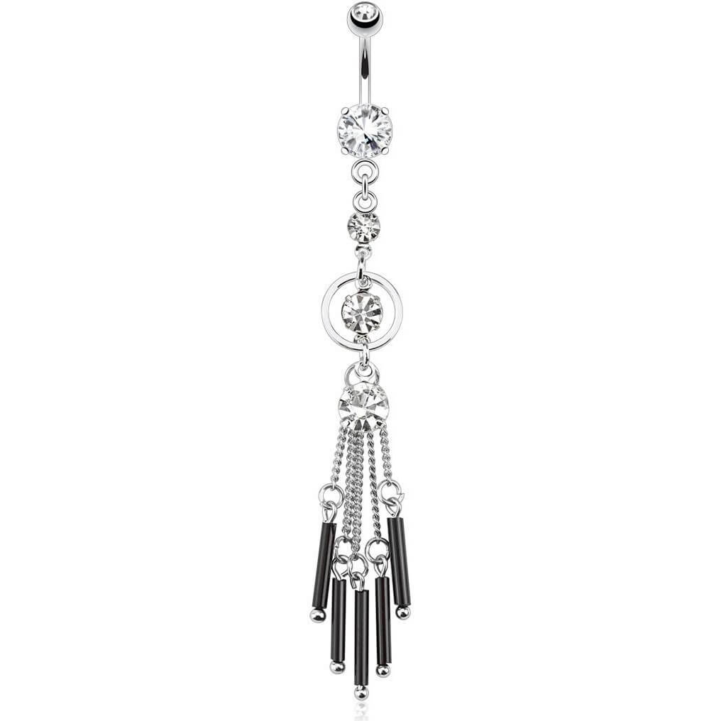 Belly Button Piercing Chandelier dangle Zirconia Silver