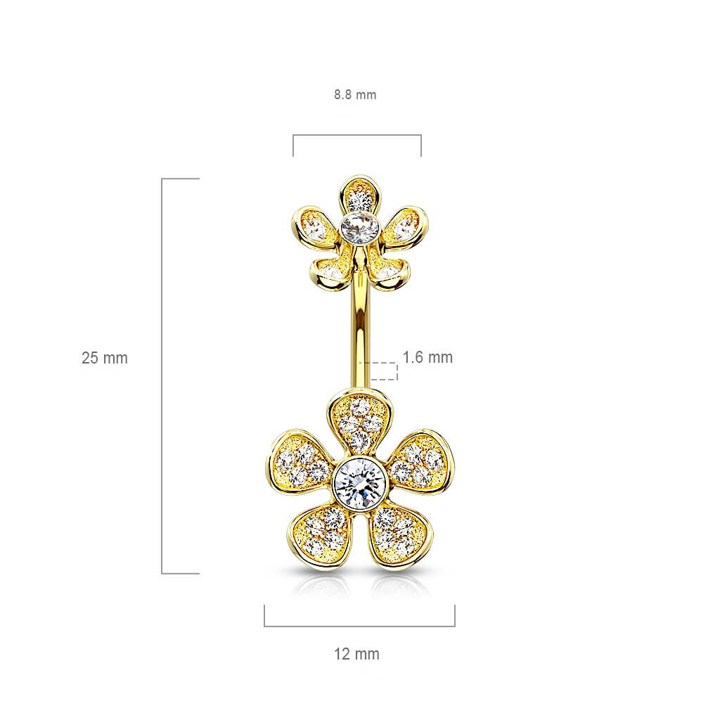 Belly Button Piercing Flower Zirconia Internally Threaded