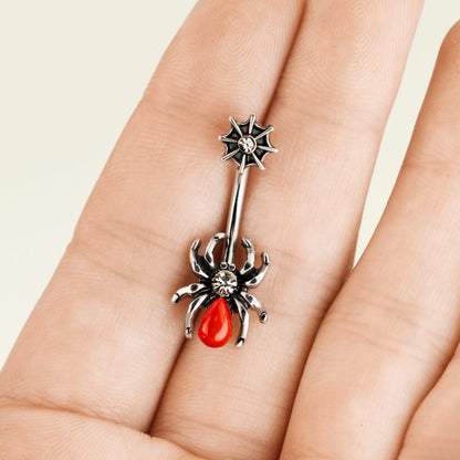 Bauchnabelpiercing Spinne Schwarz Zirkonia