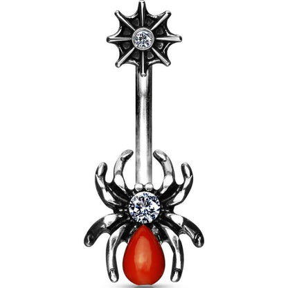 Bauchnabelpiercing Spinne Schwarz Zirkonia