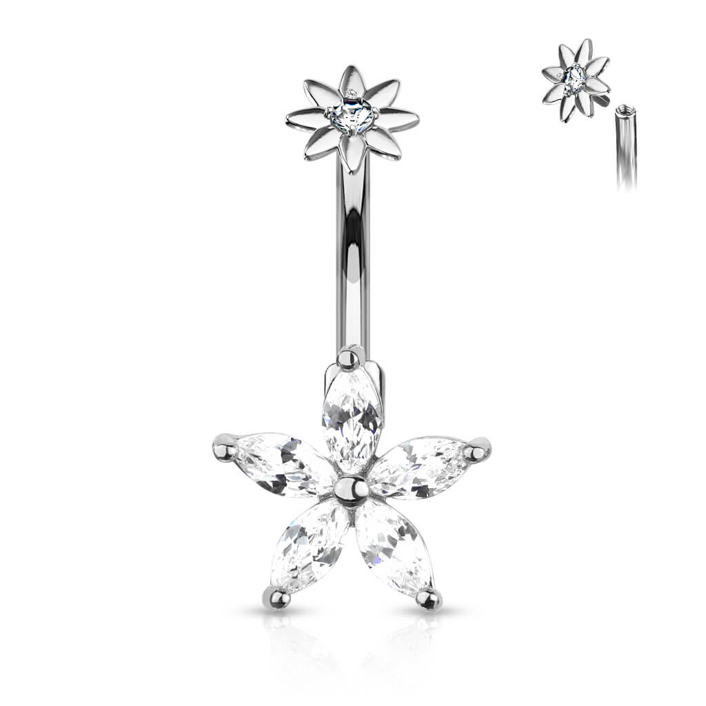 Bauchnabelpiercing Blume Zirkonia Innengewinde