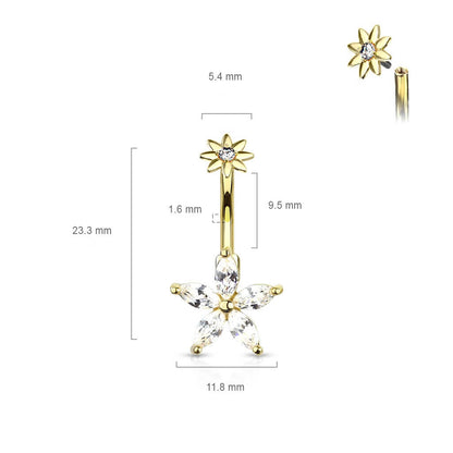 Bauchnabelpiercing Blume Zirkonia Innengewinde