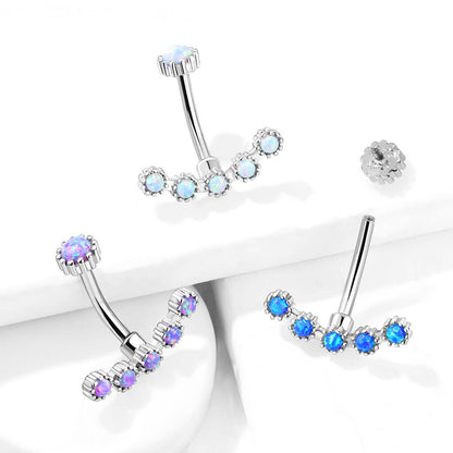 Bauchnabelpiercing Opal Silber Innengewinde