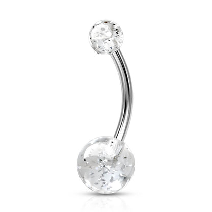 Piercing Ombelico Sfera glitterata in acrilico