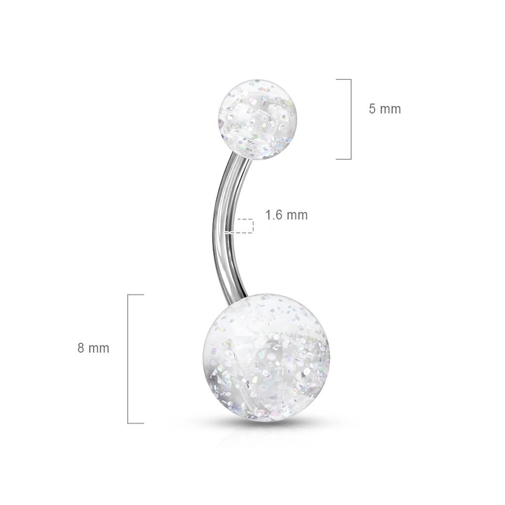 Belly Button Piercing Acrylic Ultra Glitter Ball