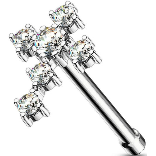 Nose Stud Cross Zirconia