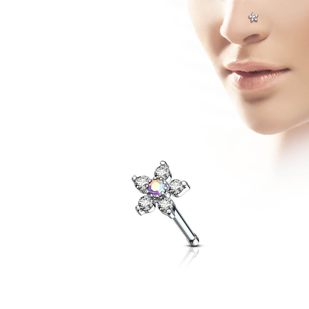 Nose Stud Flower 6 Zirconia