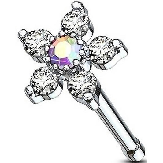 Nose Stud Flower 6 Zirconia