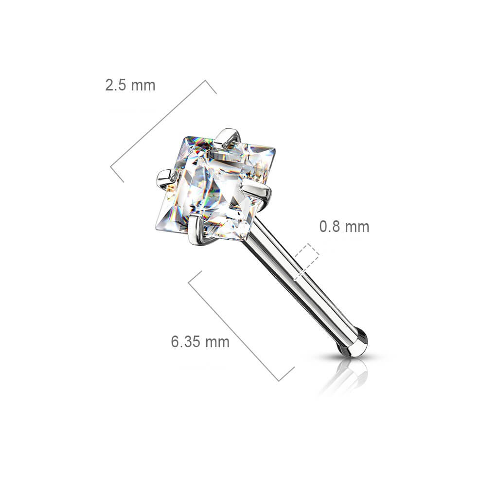 Nose Stud Square Zirconia