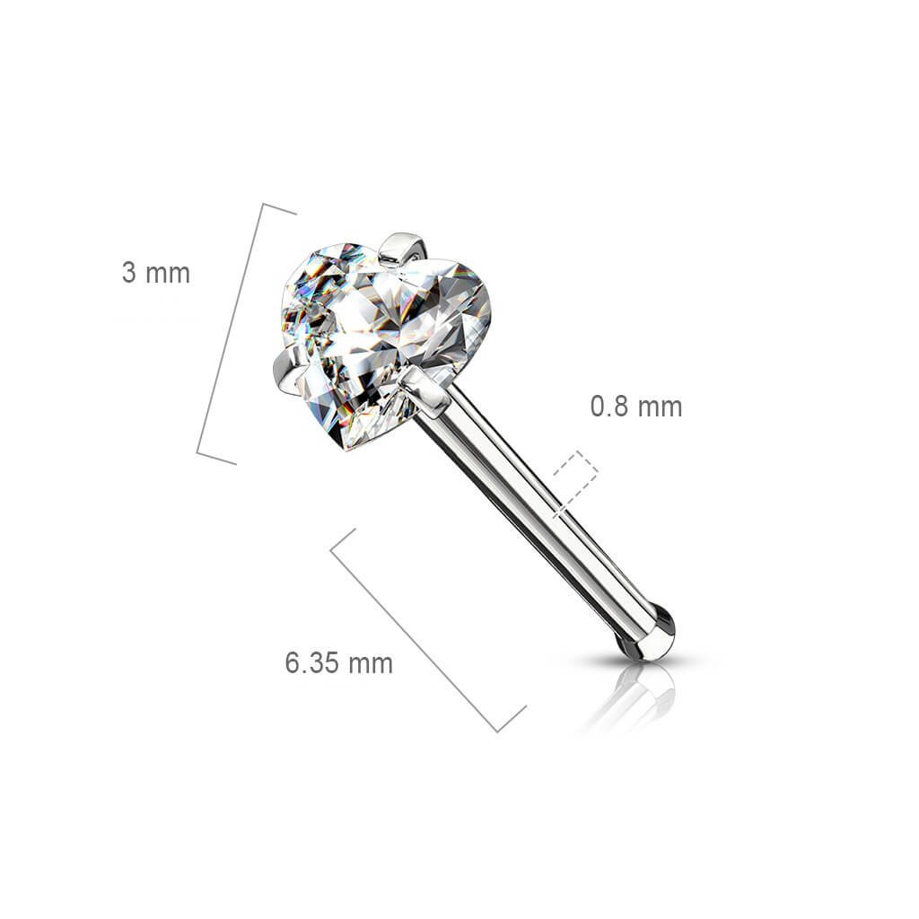 Nose Stud Heart Zirconia