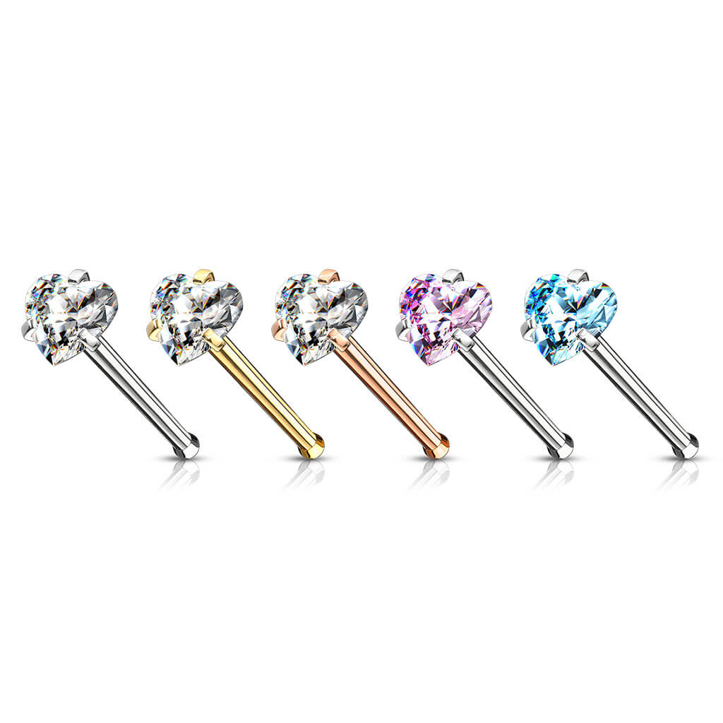 Nose Stud Heart Zirconia