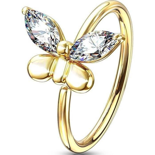 Anillo Circonita mariposa Oro Flexible