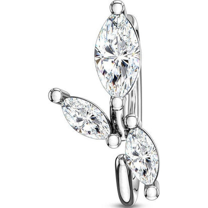 Anello Piercing 3 Zirconi taglio marquise e argento Pieghevole