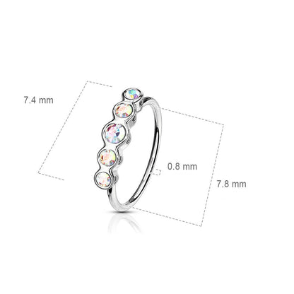 Anello Piercing Zirconi e argento Pieghevole