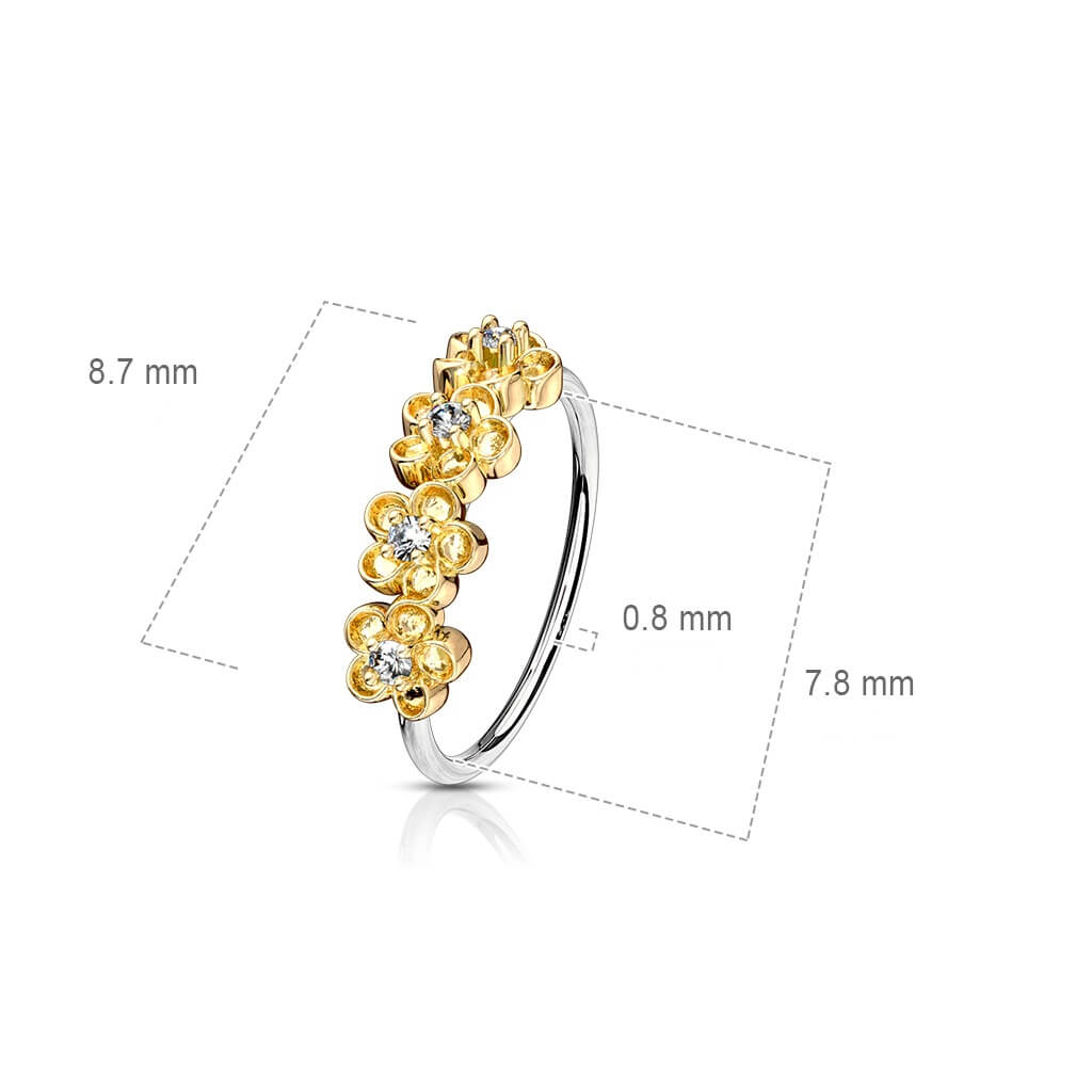 Anillo Circonita Flor Flexible