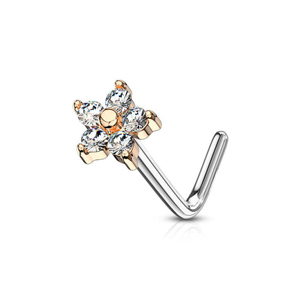 Nose L-Shape Flower Zirconia