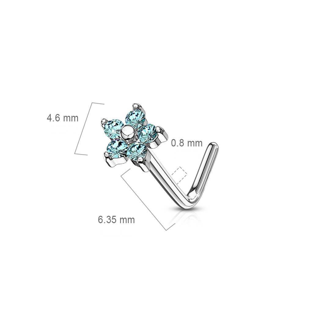 Nose L-Shape Flower Zirconia