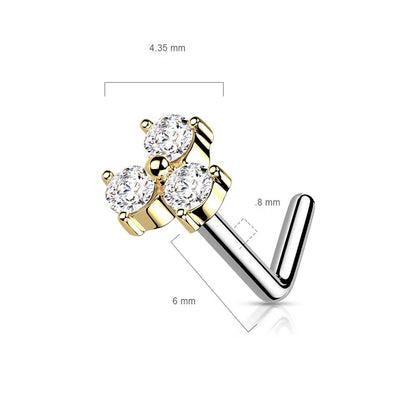 Nasenstecker L-Form Dreieck Zirkonia