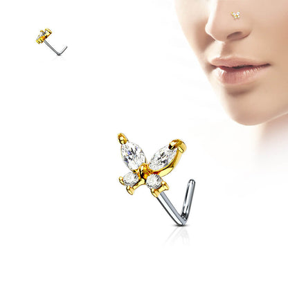 Nose L-Shape Butterfly Zirconia