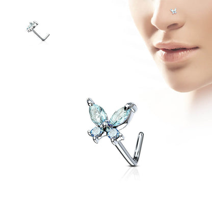 Nose L-Shape Butterfly Zirconia