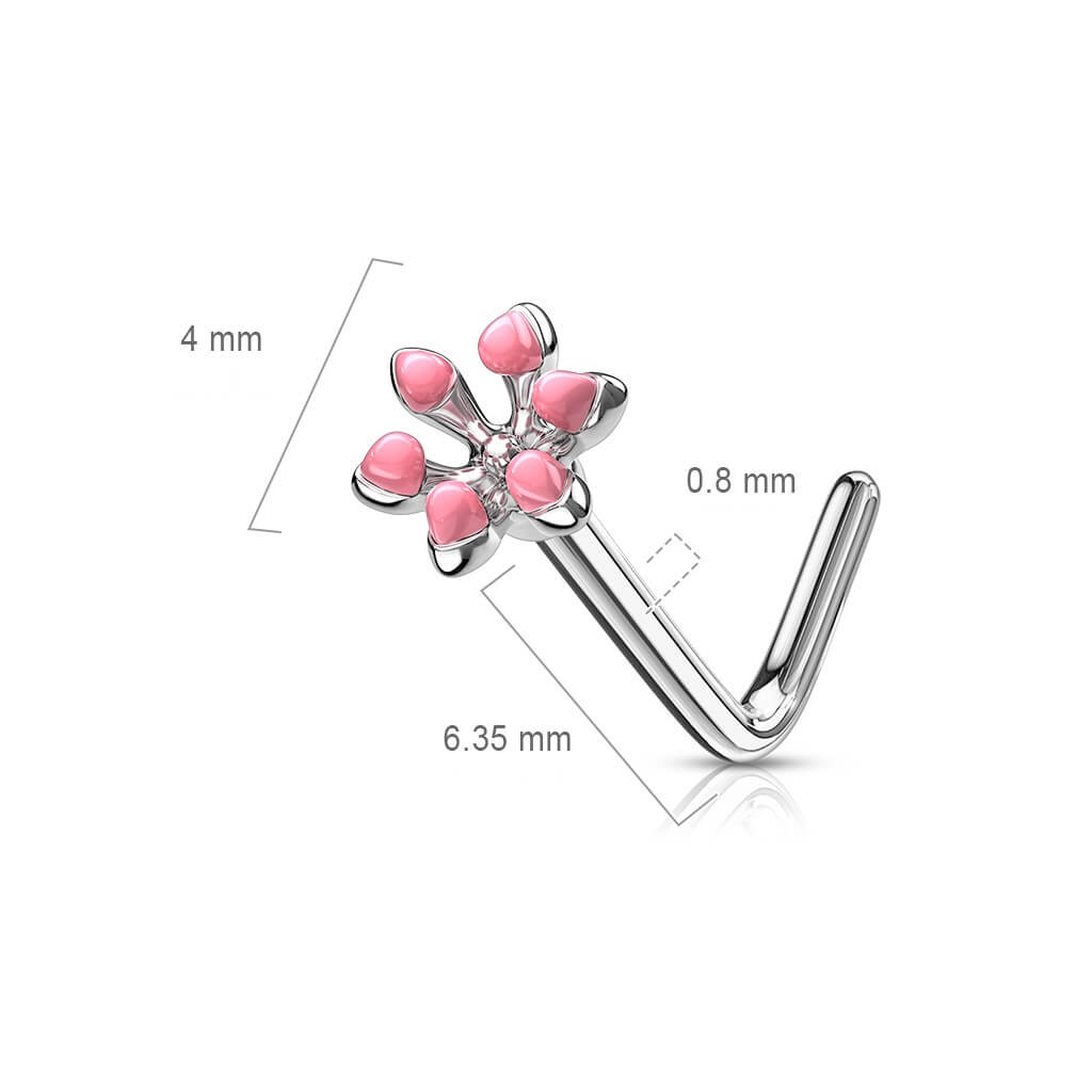 Nez En Forme de L Fleur Argent