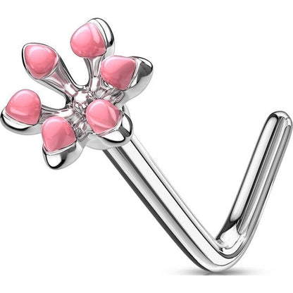 Nose L-Shape Flower Silver