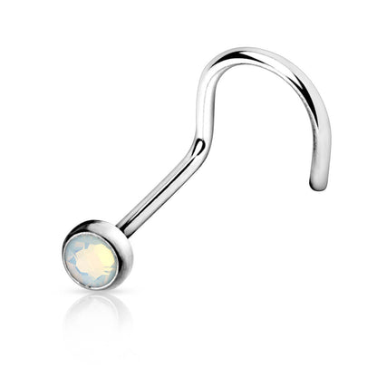 Nose Screw Opal Flat Silver