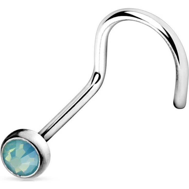 Nose Screw Opal Flat Silver