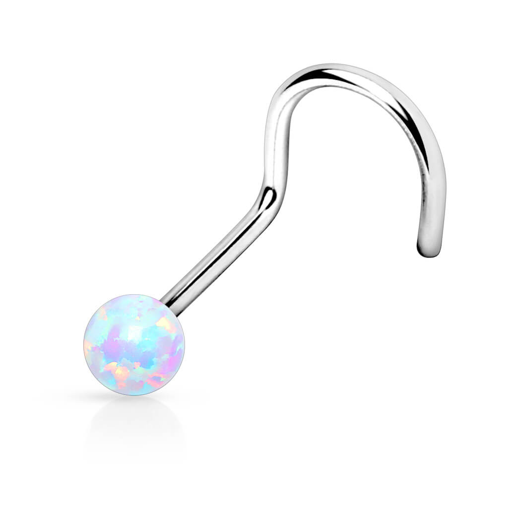 Screw Nasale Opale a sfera e Argento