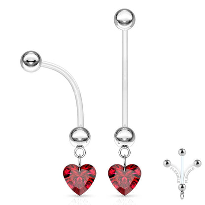 Belly Button Piercing Heart dangle Zirconia