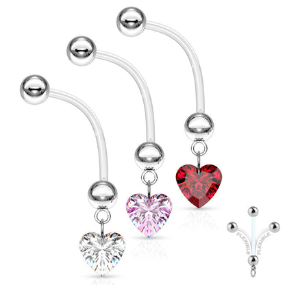 Belly Button Piercing Heart dangle Zirconia