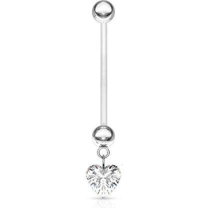 Belly Button Piercing Heart dangle Zirconia