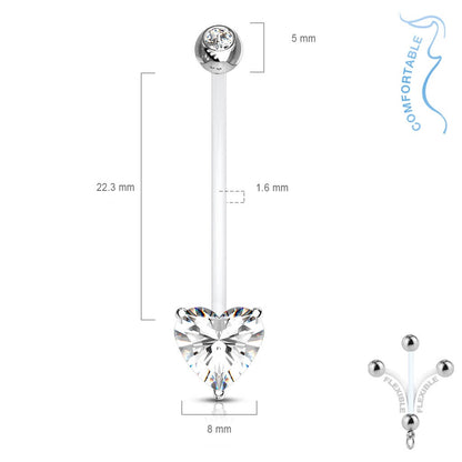 Piercing Nombril Zircone Cœur 