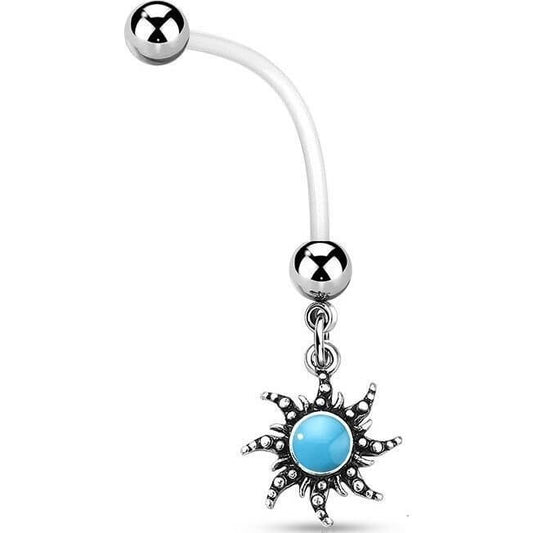 Belly Button Piercing Turquoise Sun Semi-Precious Stone dangle