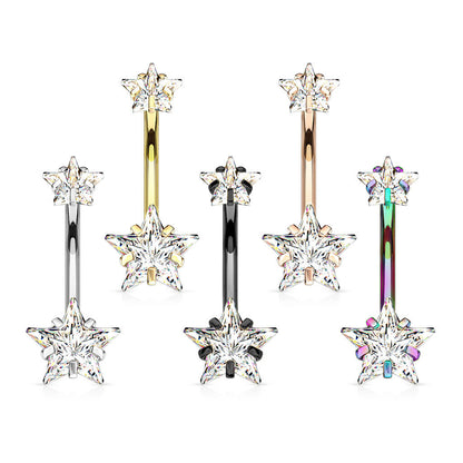 Belly Button Piercing Star Zirconia Internally Threaded