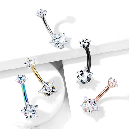 Belly Button Piercing Star Zirconia Internally Threaded