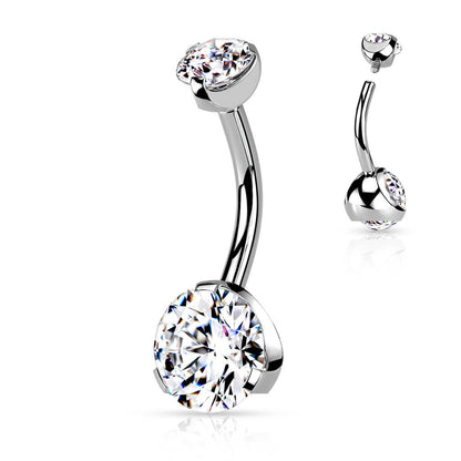 Belly Button Piercing Zirconia Silver Internally Threaded