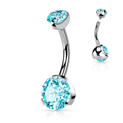 Belly Button Piercing Zirconia Silver Internally Threaded