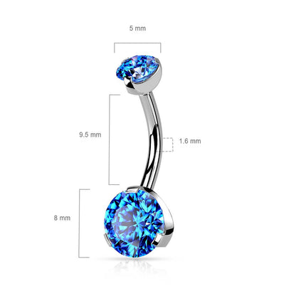 Bauchnabelpiercing Zirkonia Silber Innengewinde