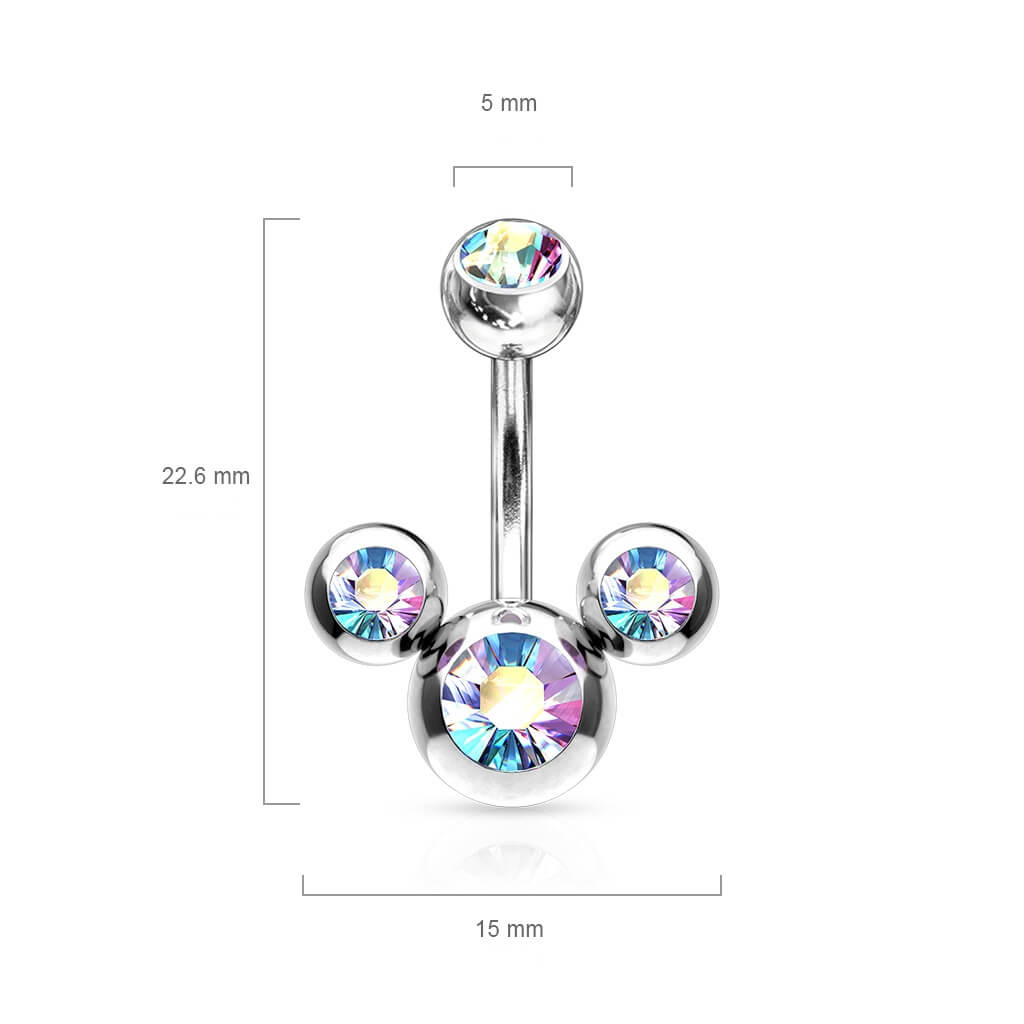 Belly Button Piercing 3 Zirconia